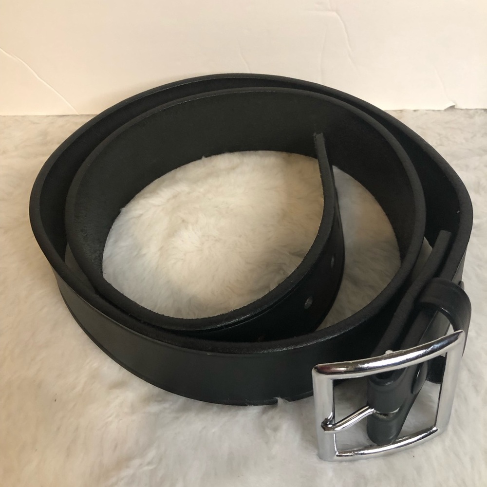 NWOT BOSTON LEATHER 1.75" WIDE BLACK SILVER-TONE BUCKLE GARRISON BELT SIZE 42